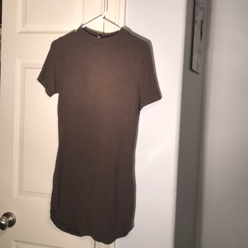 Army green body-con dress.